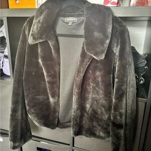 Express Women's Teddy Faux Fur Jacket - Black